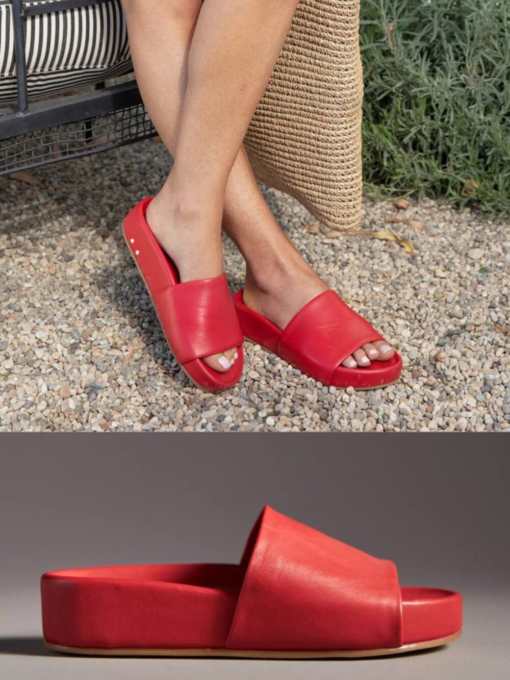 Beek Pelican Lipstick Red Leather Sandals. New with Box.